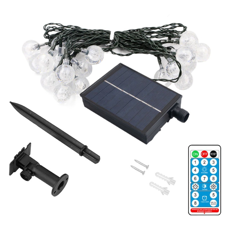 Solar Bubble Ball String Lights Remote Control Round Ball Outdoor Camping Style Decoration Flashing Crystal Ball Led Waterproof Remote Control Model