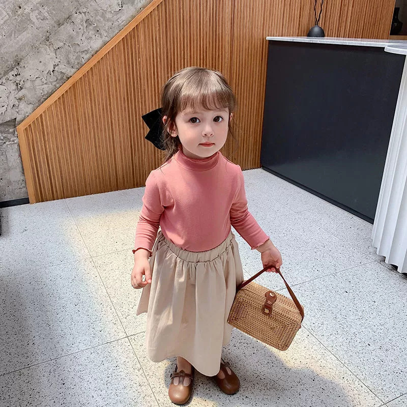 Picture of Girls' Base Shirt Baby's High Collar Velvet Children's Autumn and Winter Outer Wear Korean Style Western Style Long Sleeve T-Shirt