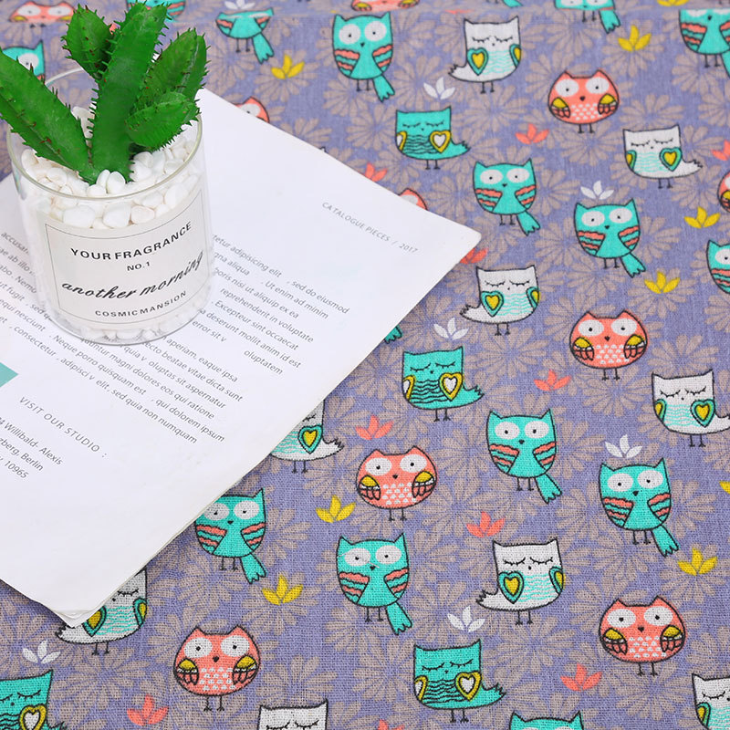 Picture of Wholesale curtain background cloth animal pattern small fish small panda rabbit cotton linen fabric factory in stock
