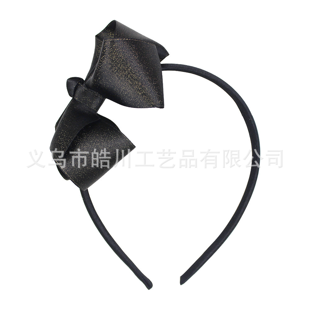 Picture of Haochuan 508 European and American Bow Hair Band Gold Weft Band 4inch Children's Ribbon Hair Band Plain Girl Fashion Hair Accessories