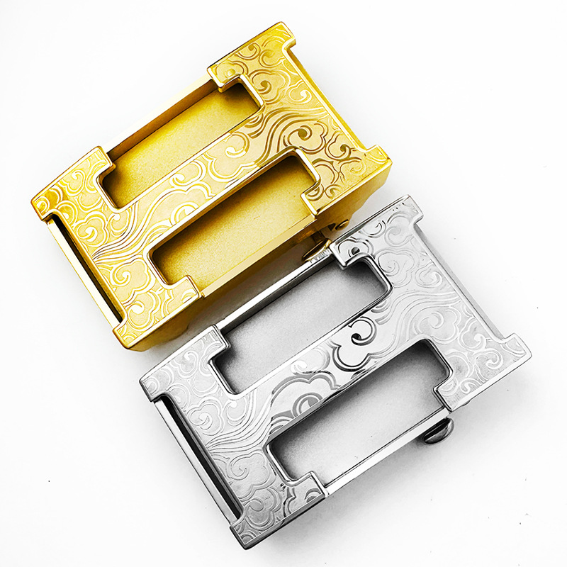 3.5 Stainless Steel Automatic Buckle Men's High-End Business Inner Wear Xiangyun Pattern Belt Buckle Non-Fading Trouser Belt Buckle