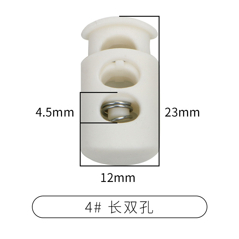 Picture of Manufacturer Plastic Adjustable Elastic Belt Spring Buckle with Rope Pig Nose Buckle Single and Double Holes Round Black Transparent Drawstring Buckle