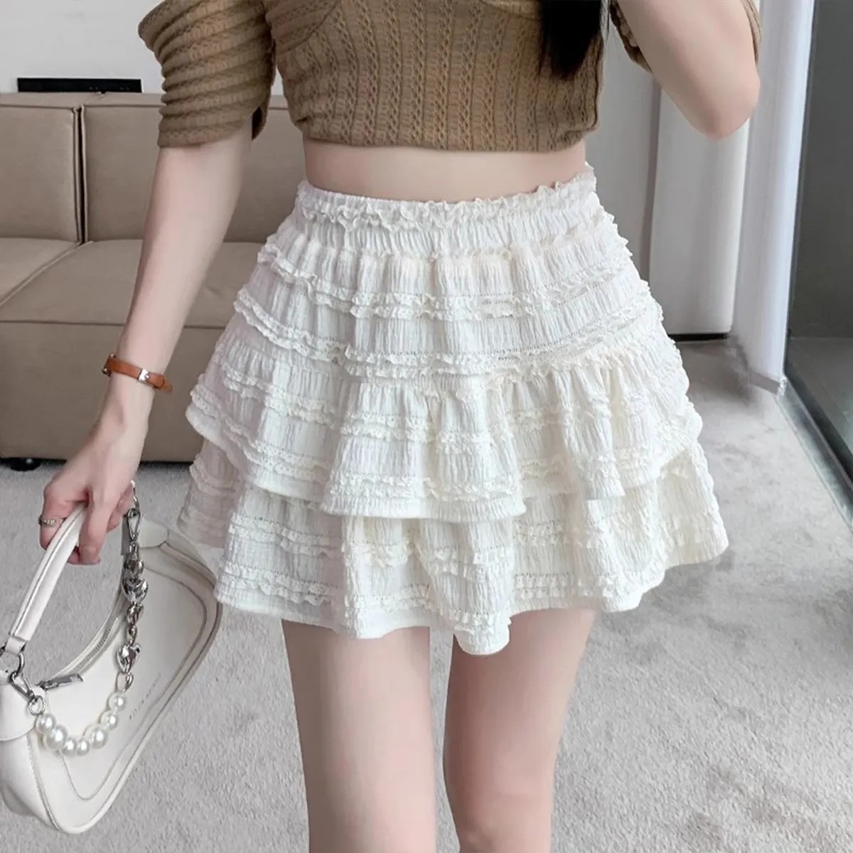 Korean Style Ballet Style Puffy Skirt Women's Summer New Sweet Skirt High Waist Slimming A- line Cute Skirt