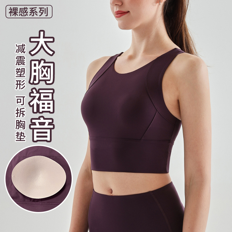 European and American New High-Intensity Fully Wrapped Sports Bra Nude Yoga Vest Shock-Proof Push-Up Running Fitness Bra