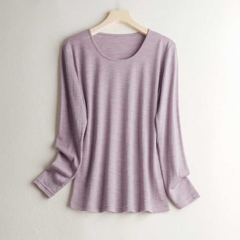 Picture of Ultra-Fine Pure Wool Bottoming Top Spring & Fall New Pure Color Simple Warm Wool Inner Layer Comfortable Bottoming Autumn Coat for Women