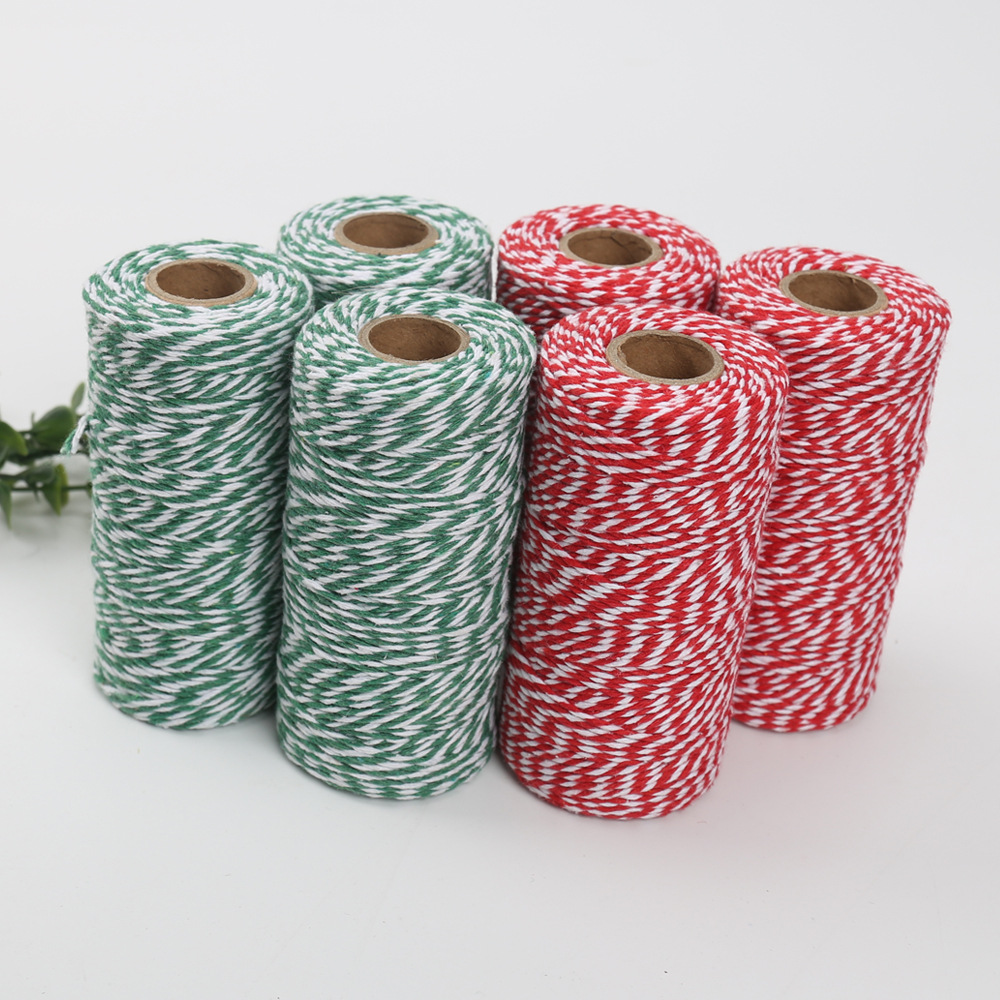 Tag rope Christmas red white cotton rope double color cotton DIY hand woven color 2mm thin cotton rope rice dumplings rope