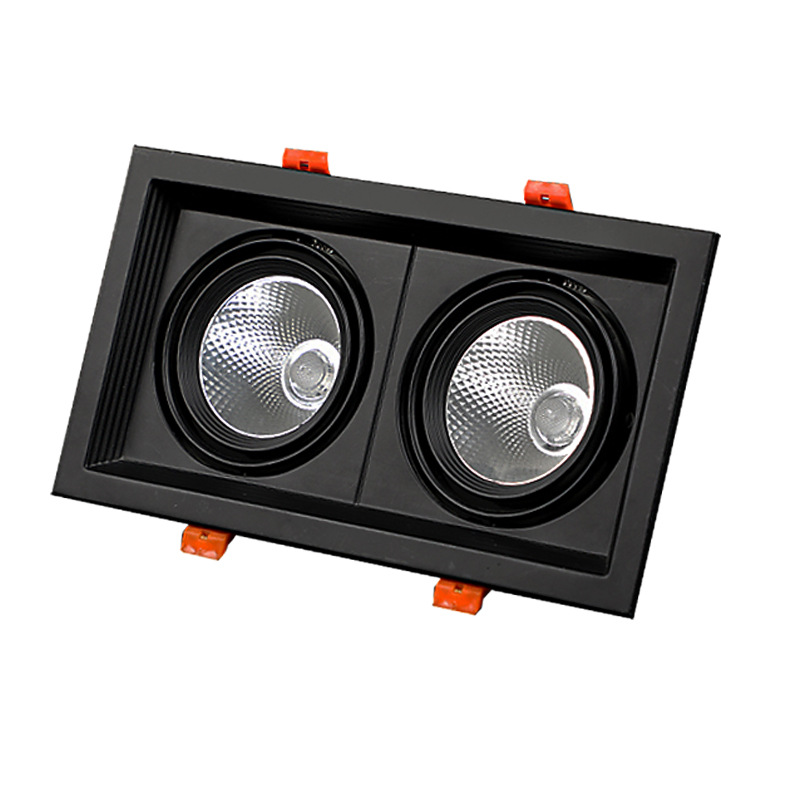 Picture of LED grille light double-headed square downlight grid 15x 15 aluminum grille embedded commercial bucket lights cob spotlights