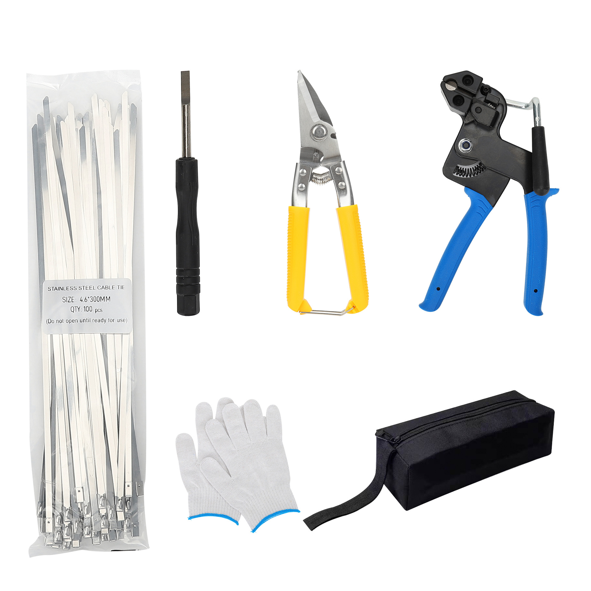 Cross-border Amazon stainless steel cable tie tie pliers tool suit 5-piece tool pliers