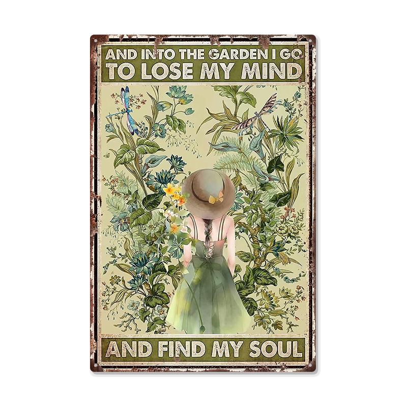 Picture of Cross-border American Country Retro Flower Figure Tin Painting Garden Pastoral Balcony Wall Wall Wall Old Decoration Pendant