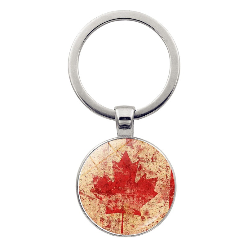 Canada flag keychain pendant all-match cross-border popular flag pendant key ring jewelry small gift wholesale