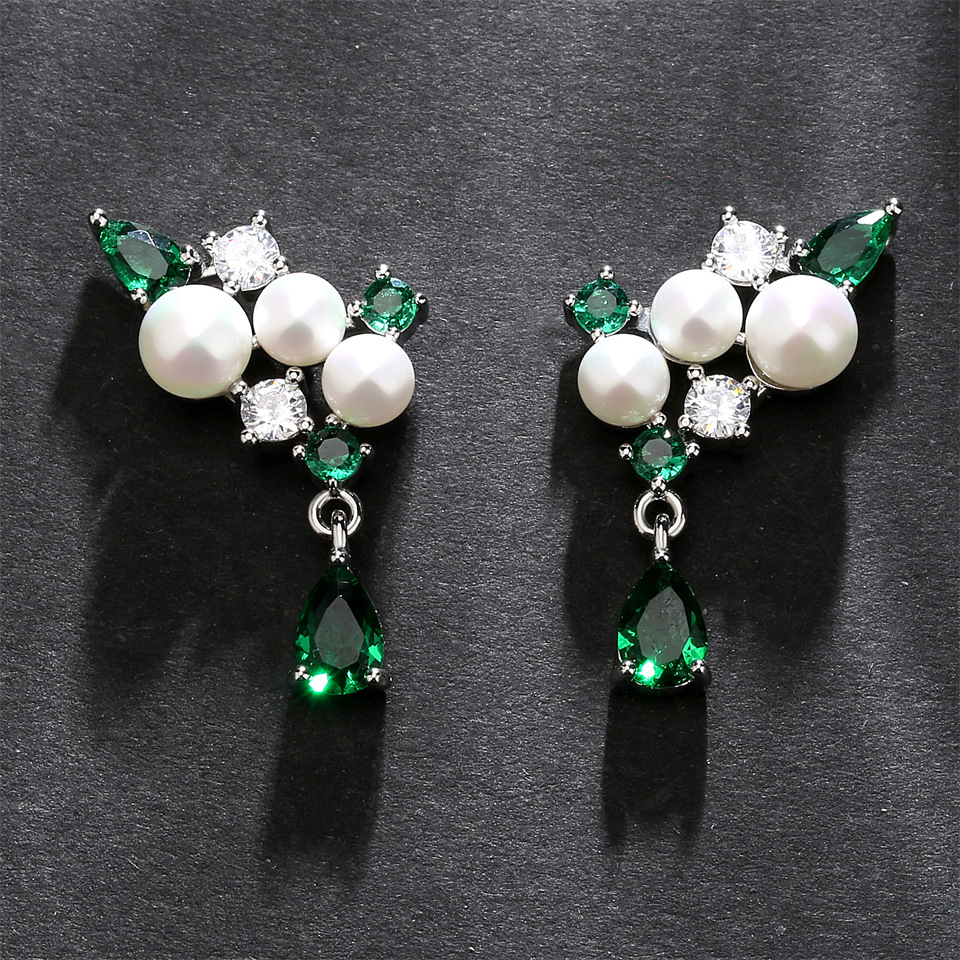 RAKOL Korean style earrings personalized trendy women's pearl style water drop elegant earrings earrings socialite zircon ear jewelry
