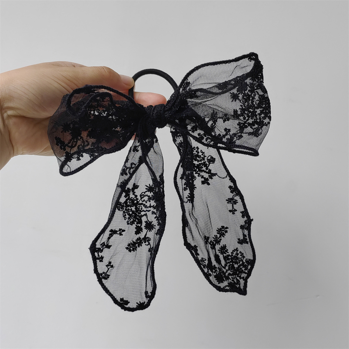 Picture of Super Fairy Lace Bow Hairpin Hairrope Sweet Temperament Top Clip Hairpin Hair Accessories Headdress Spring Clip