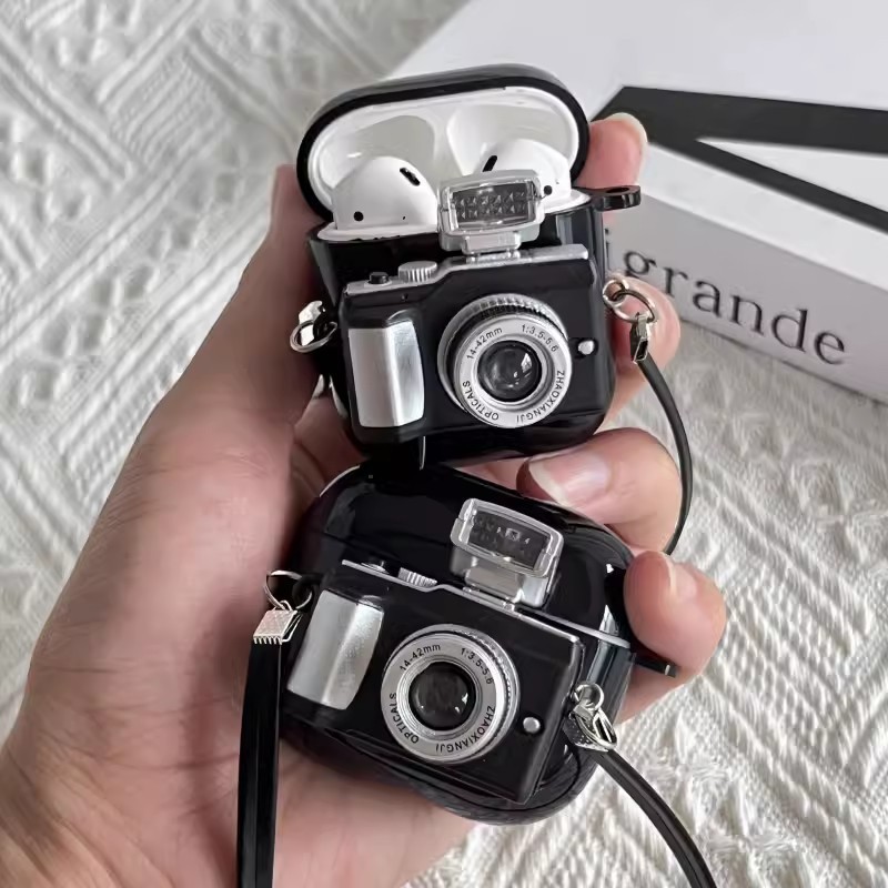 Suitable for Apple AirPods 2/3 Generation Bluetooth Headset Creative Cartoon Camera Protective Case Set High Fashion
