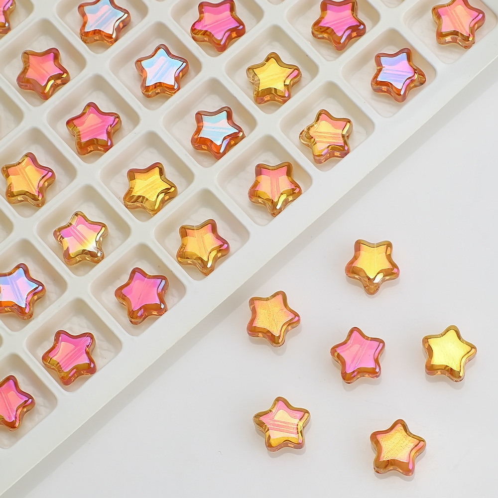Picture of Five-Pointed Star Accessories 8mm Glass Beads Crystal Pendant DIY Hair Accessories Necklace Earrings Bracelet Beading Material Accessories
