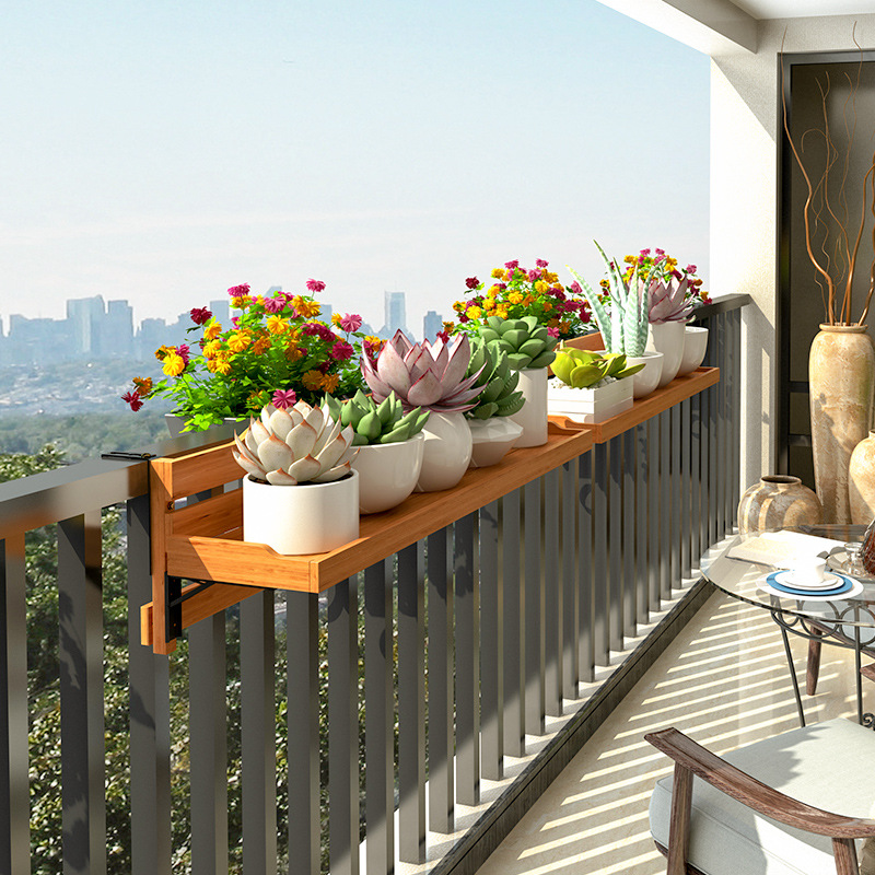 Wholesale Balcony Guardrail Flower Rack Railing Hanging Flower Pot Rack Plant Placing Rack Large Flower Pot Balcony Handrail Hanging Set