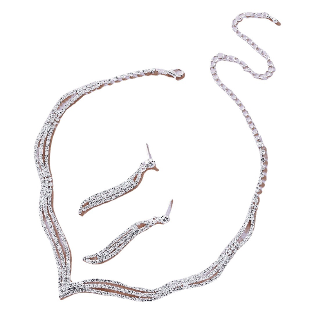 Southeast Asian Explosions Bride Wedding Vintage Dress Necklace Earrings suit Elegant Dinner Banquet Jewelry 5990