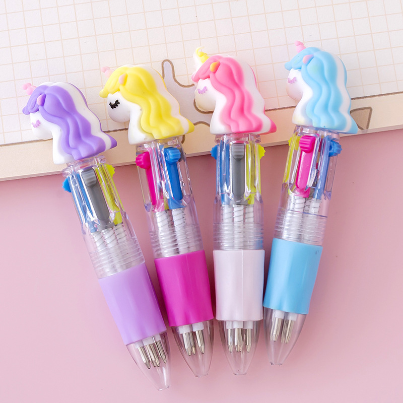 Picture of Korean cute cartoon cute head four-color mini color ballpoint pen student stationery gift prizes wholesale
