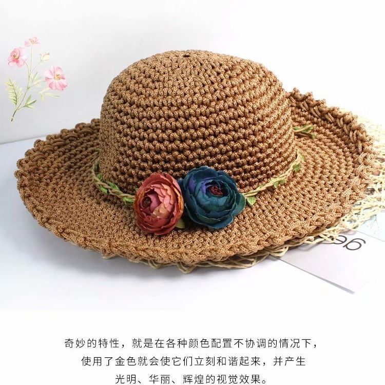 Picture of Light body thread ice silk thread hook hat hook thick hollow thread bright silk thread hand-woven off-shelf sun hat thick wool