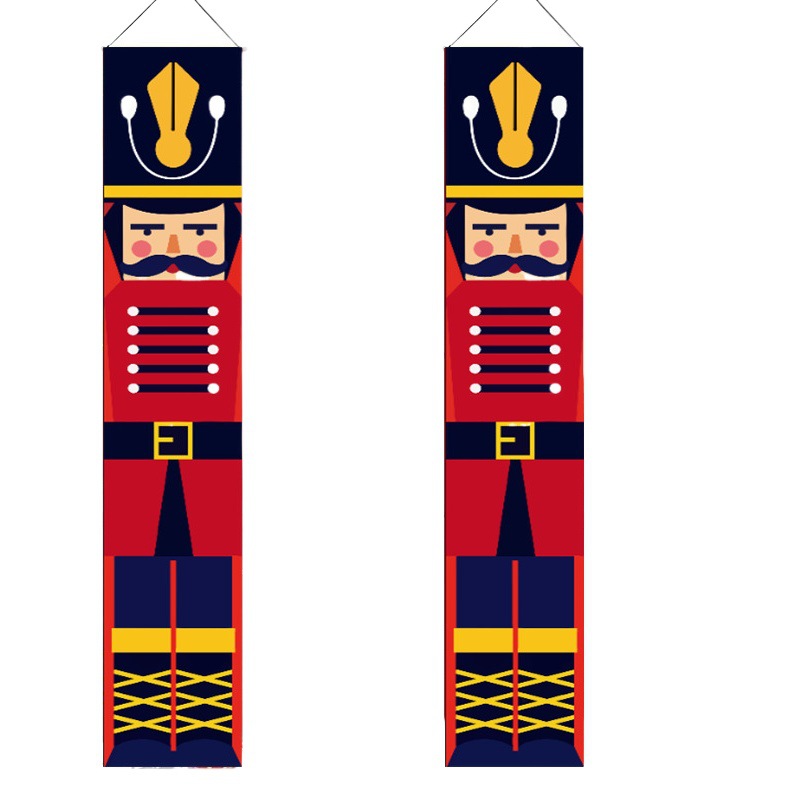 Cross-border Christmas porch flag Christmas party party nutcracker background decoration New Year door couplets