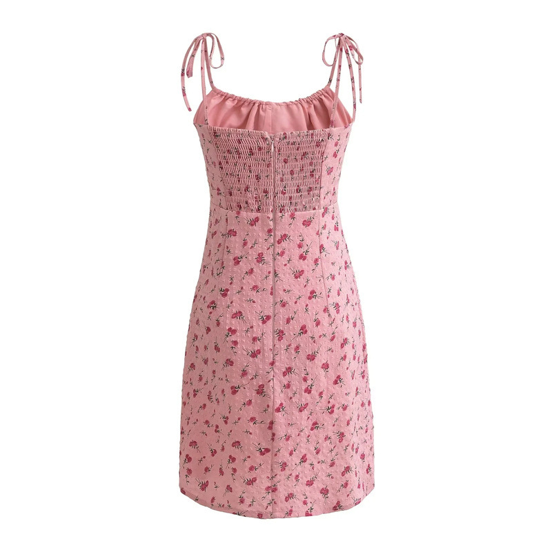 Picture of French Style Sweet Rose Floral Skirt Summer New Arrival Tight Waist Slim-Fit Sweet and Spicy Short Skirt for dress Women