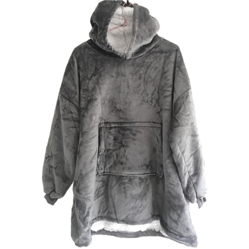 Cross-border nightgown lazy clothes pullover fleece hooded TV blanket outdoor cold-proof clothes lazy pajamas