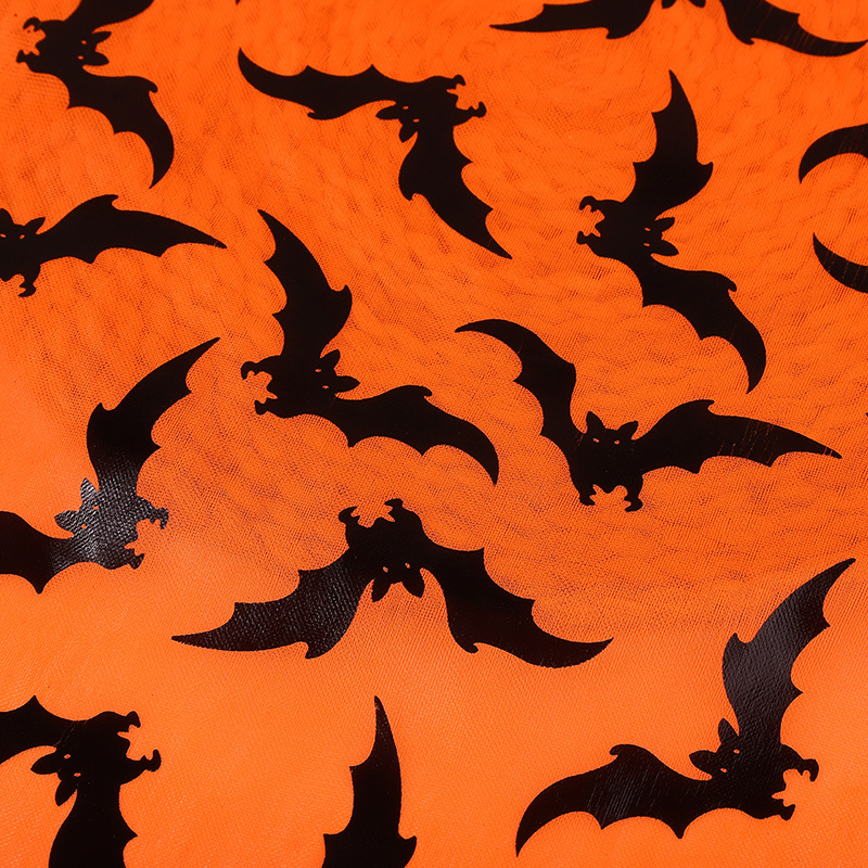 In stock Orange black bat bronzing cloth Halloween stage costume fabric toy decoration polyester knitted fabric