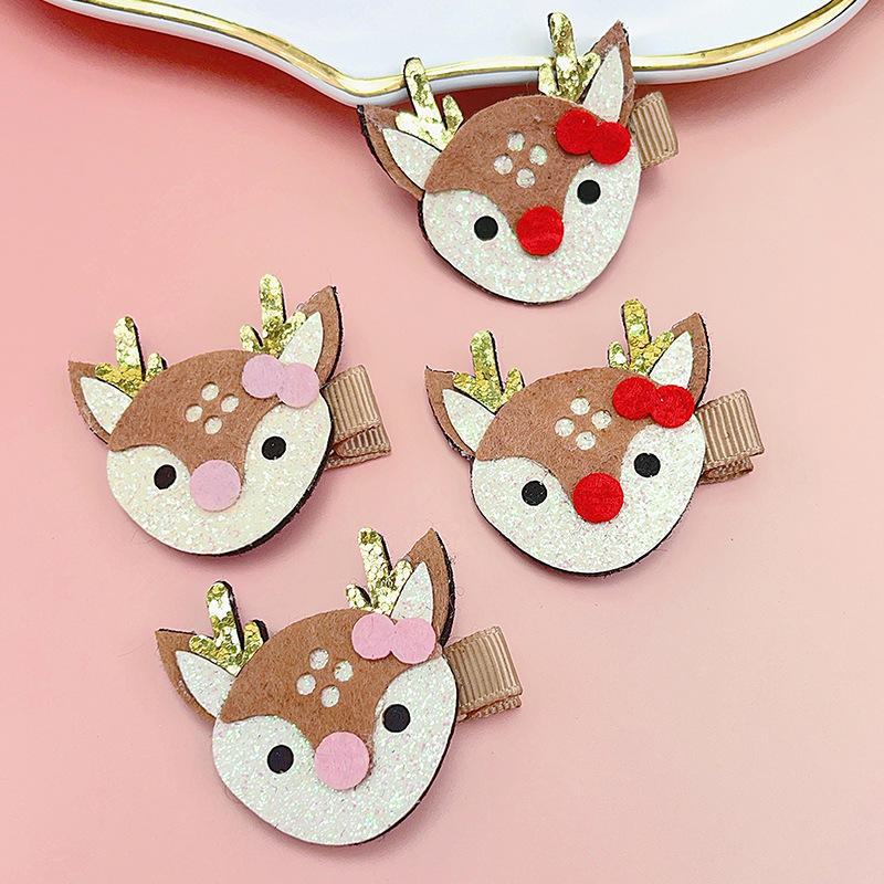 Picture of Christmas girls' jewelry headdress all-inclusive cloth flower antler hairpin cute Internet celebrity Christmas elk side clip