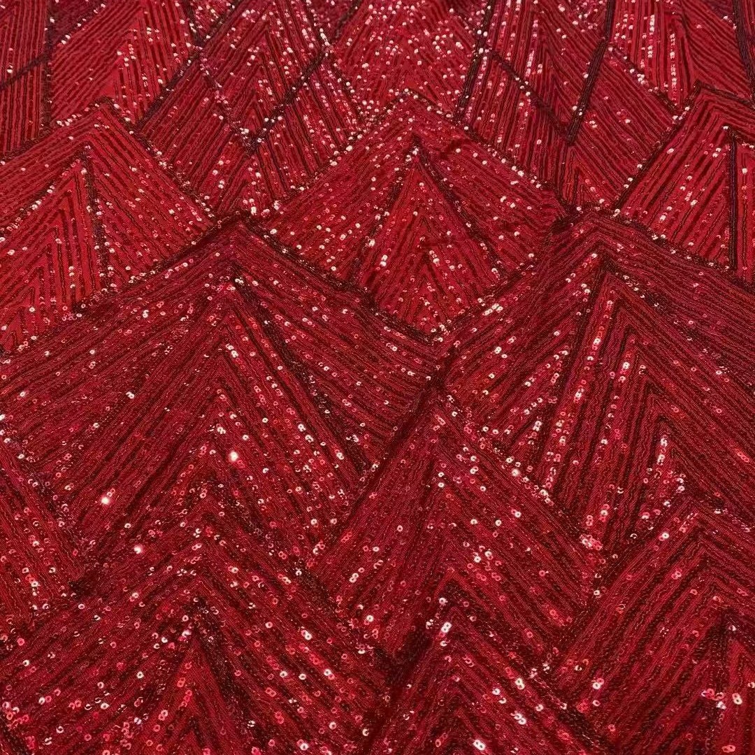 Direct Supply from Manufacturer: 3cm Wave Pattern Encrypted Dress Embroidered Fabric for Stage Wedding Evening Gown