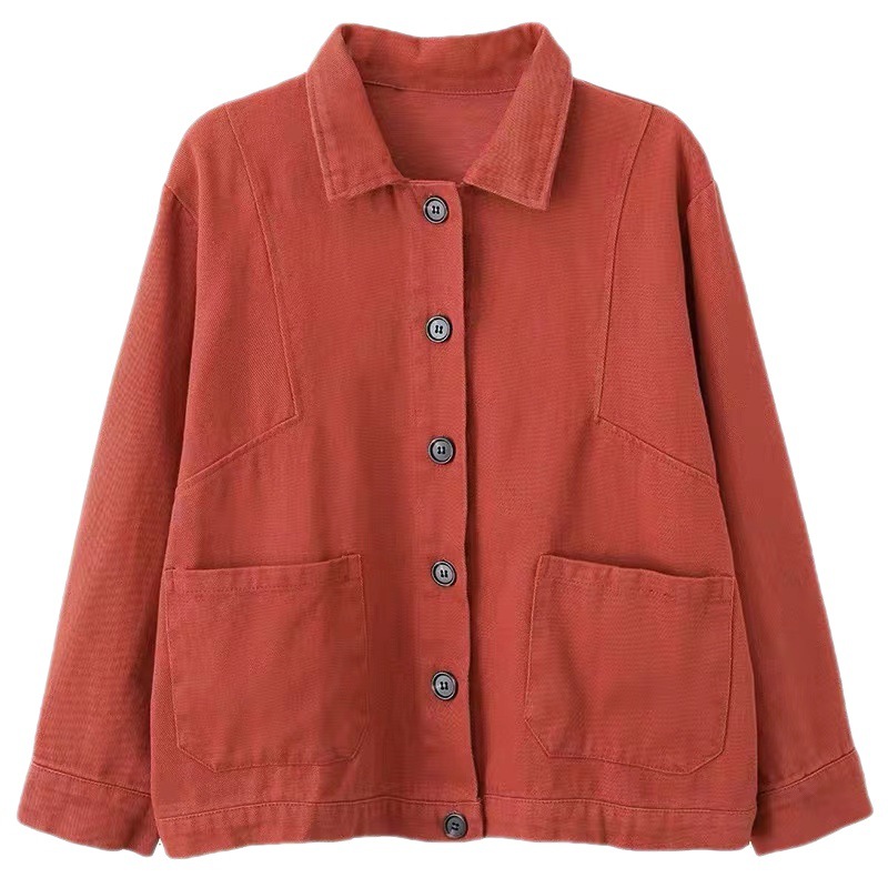 Picture of Spring and Autum New Pure Cotton Long-Sleeved Plus Size Women's Literary Retro Loose Slim Fashionable Lapel Short Jacket