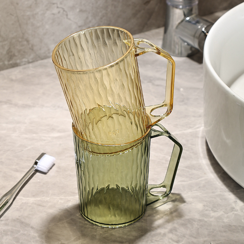 Picture of Wave Pattern Mouthwash Cup, Simple and Light Luxury Style, High-Looking Diamond Pattern Toothbrushing Cup, Couple Home Student Plastic Tooth Cup
