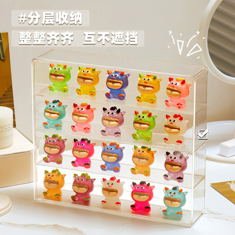 Picture of Cross-border Explosions High-rise Large Cute Grain Storage Box Deckered Dust-proof Desktop Doll Acrylic Display Stand