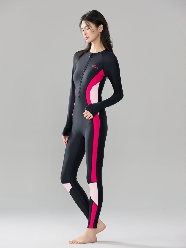 Korean version of one-piece diving suit long sleeve sports swimsuit sun protection conservative slim slim new wholesale swimsuit
