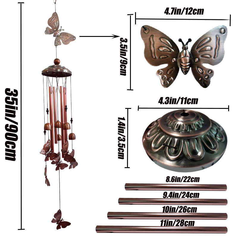 Cross-border supply of wrought iron butterfly wind chime ornaments hardware crafts ornaments home decoration