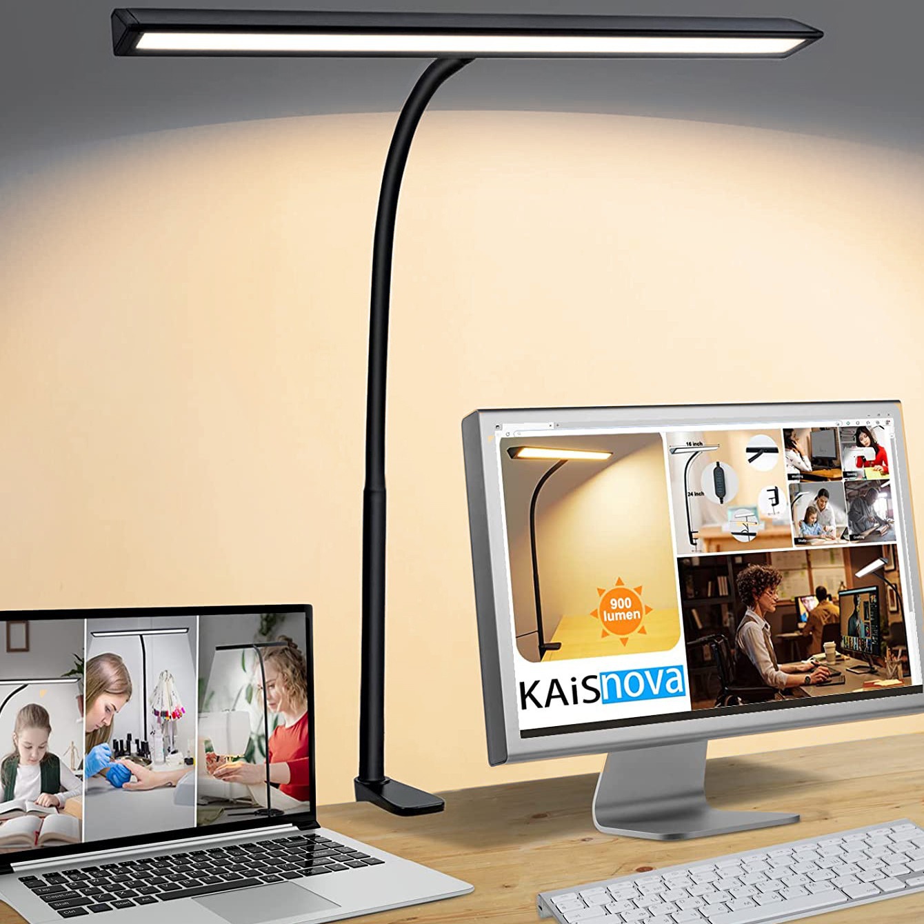 Learning eye protection desk lamp double-headed clip lamp led desktop desk lamp student dormitory eye protection Learning Lamp computer lighting