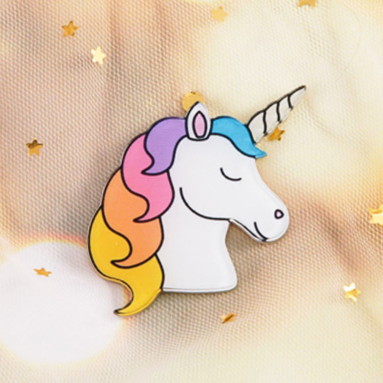 Picture of Japanese and Korean Acrylic Badges Anime Cartoon Cute Brooch Unicorn Rainbow Little Girl Bag Pendant Accessories
