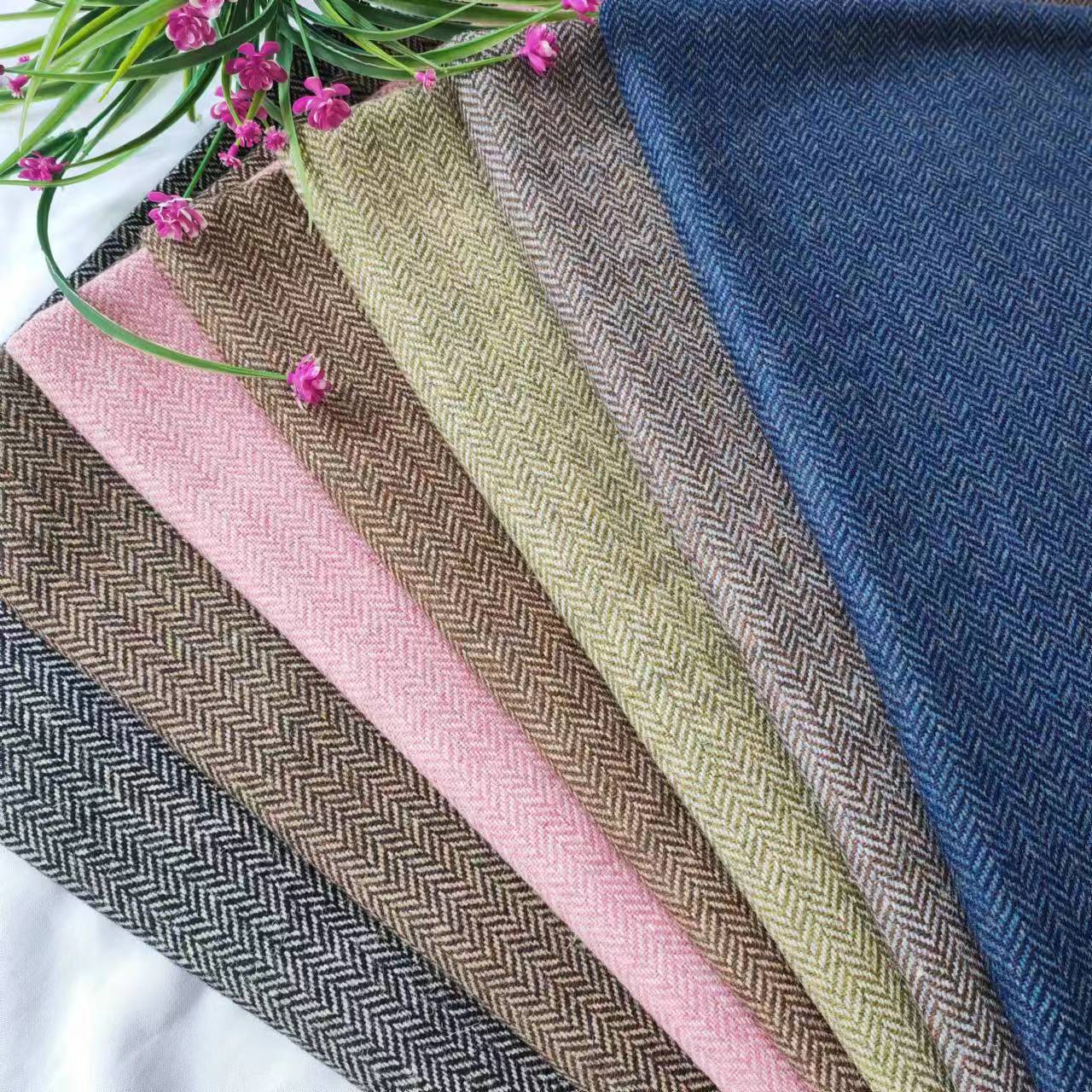 Shaoxing factory in stock autumn and winter quality herringbone woolen suit shoes and hats wool herringbone woolen fabric