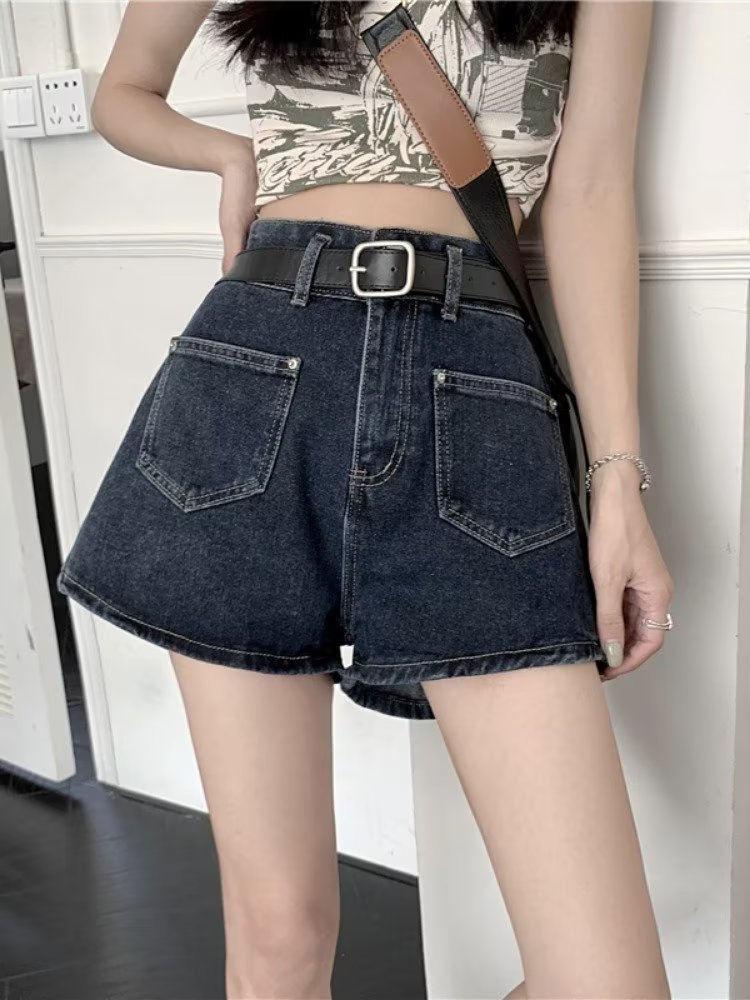 Korean Style Fashion High Waist Denim Shorts New Arrival Women's All-match Slim Look Loose Retro Wide Leg Pants for Spring 2023