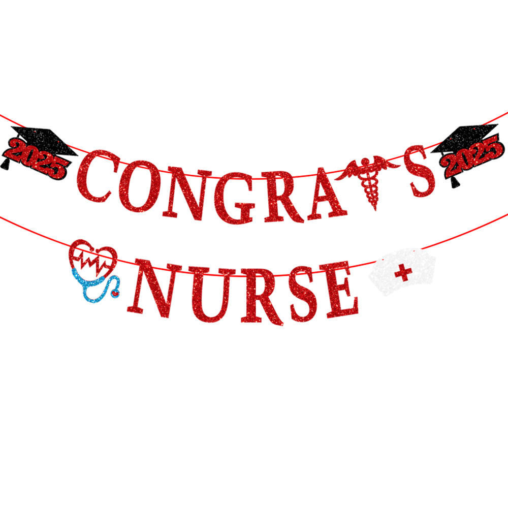 Picture of Doctor and NURSE Festival Theme Graduation Season Decoration Flag CONGRATS NURSE Flag Flower Cake Card