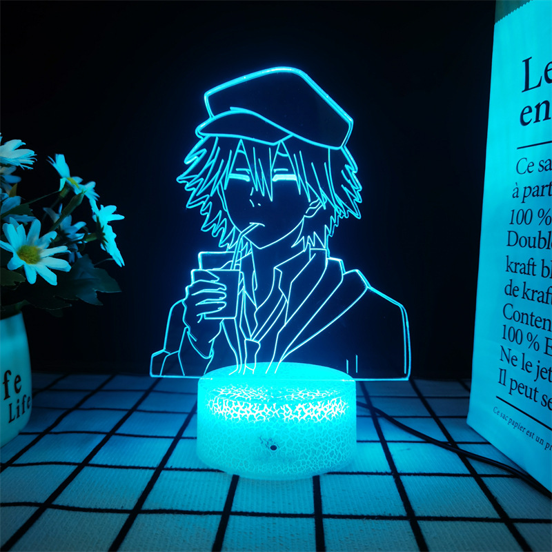 Anime Bungo Stray Dogs Edogawa Ranpo Figure Peripheral 3D Night Light Bedroom Desktop Ornament Led Lamp
