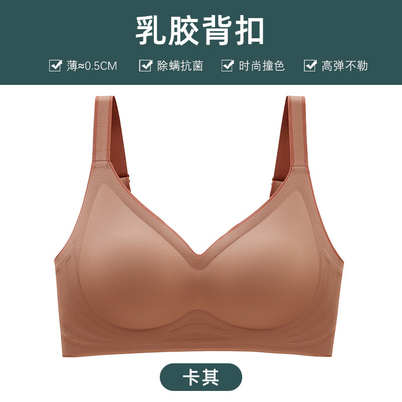 Picture of Latex Seamless Contrast Color Gradient Jelly Underwear Women's Small Chest Push-Up Adjustable Sports Bra
