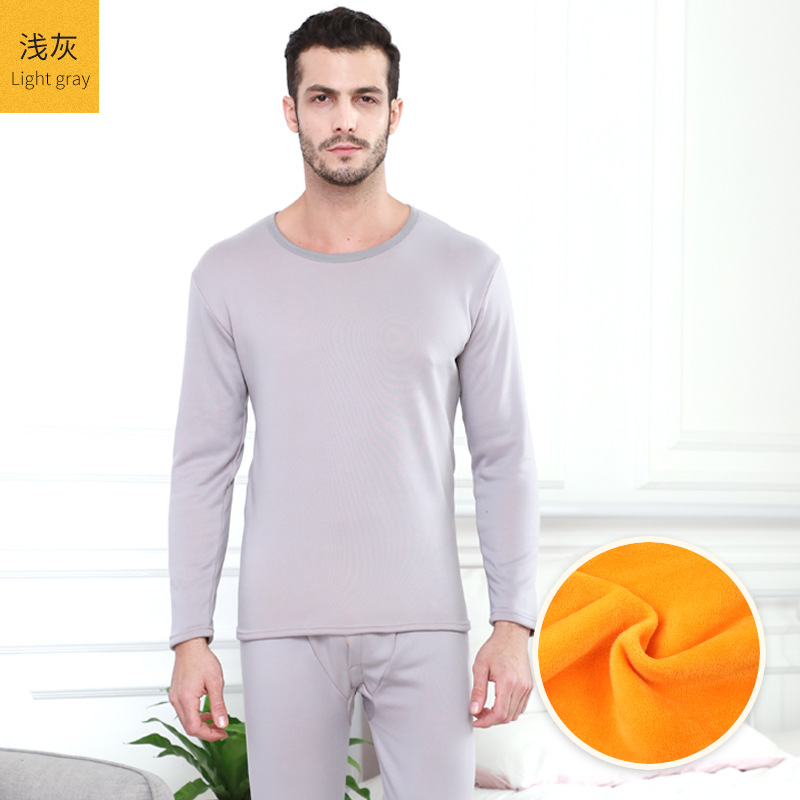 Picture of Gold Velvet Thermal Intimates for Men, Large Size Fleece-Lined and Thickeneding, Couple's Autumn Clothes and Long Pants, Cold-Proof Thermal Intimates Set for Women