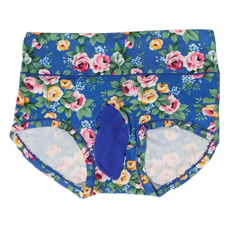 Men's Sexy Floral Underwear, Large Size, Breathable, Silky Smooth Jj Cover, Erotic Floral Triangle 100kg High-Waisted Breathable