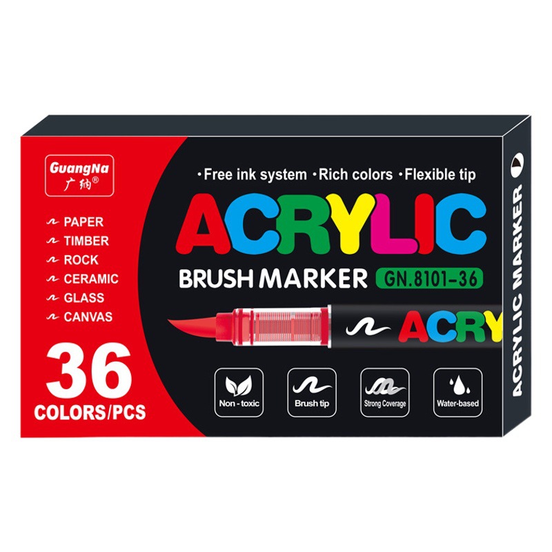 Guangna GN8101 Direct Liquid Acrylic Marker 168 Color Soft Head Press-Free Student Painting Graffiti Color Pen
