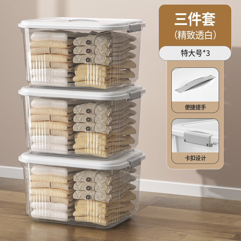 Picture of Transparent Storage Box Plastic Box with Lid Satchel Storage Box Large and Small Clothing Storage Box Organizer Box with Lid
