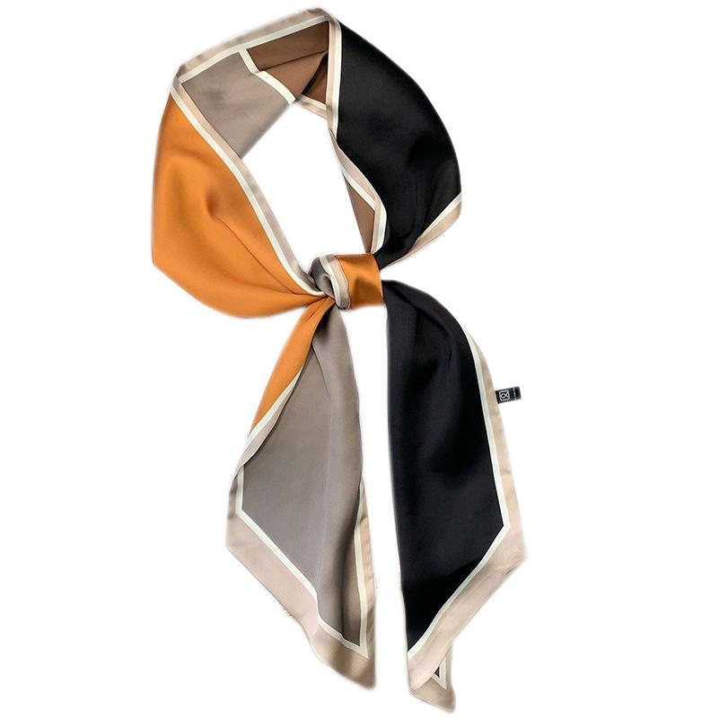 South Korea Fashion Polo Dot Thin Narrow Long Silk Scarf Women's Imitation Silk Beveled Spring and Summer Scarf Hair Band Tie Bag