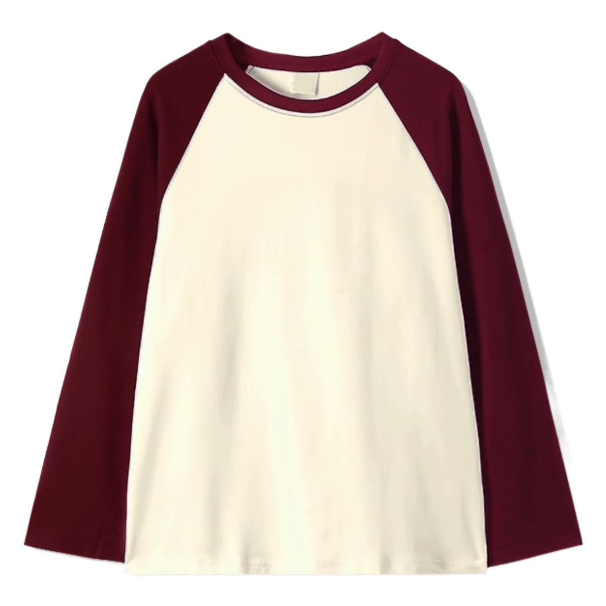 2023 Autumn New South Korea designer casual style casual lazy round neck color matching raglan sleeve pullover top for women