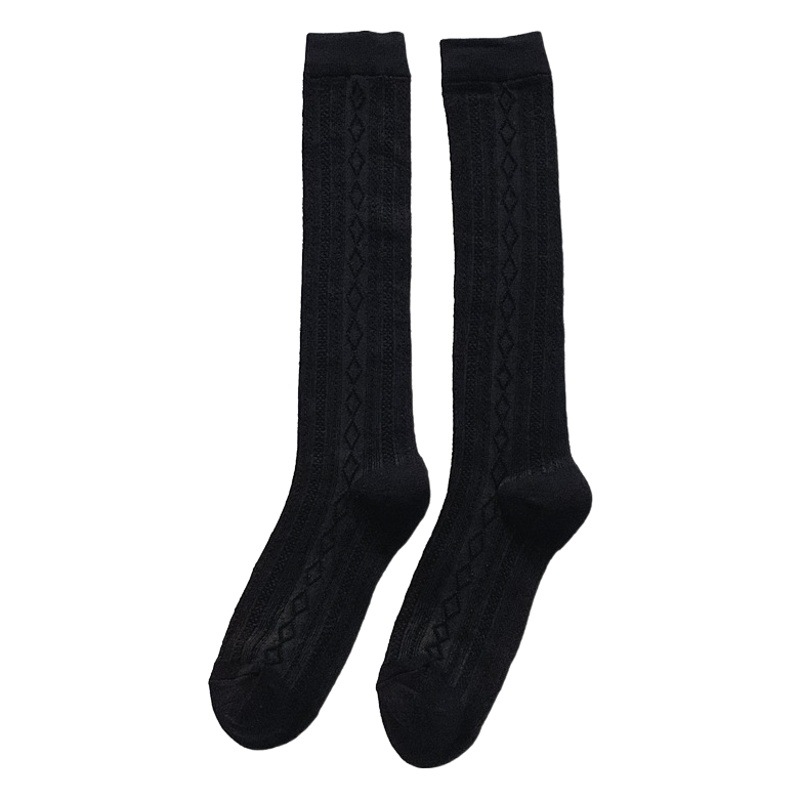 Japanese-style lolita socks women's stockings Korean-style spring and summer knee-length socks White jk uniform tall black calf socks