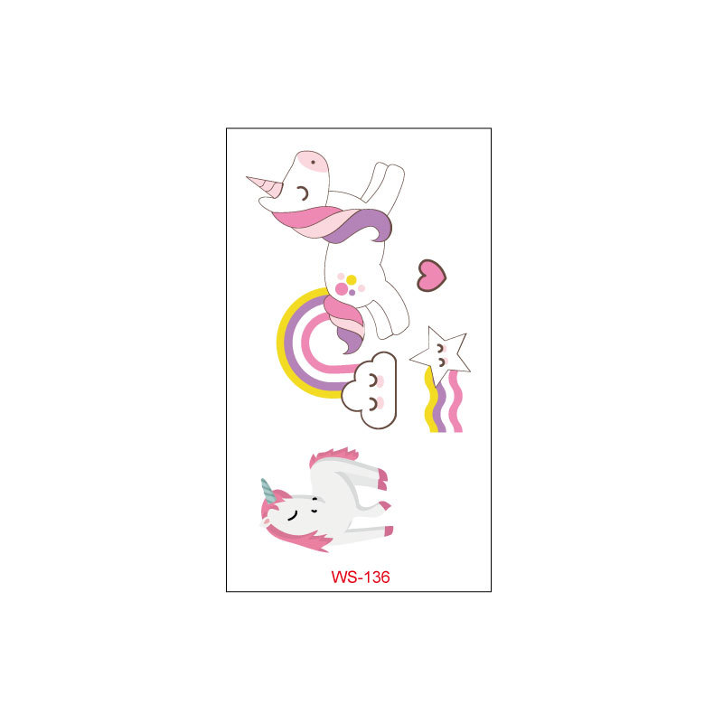 Picture of Unicorn Tattoo Sticker Original Children's Cute Cartoon Doll Birthday Rainbow Little Pegasus Waterproof Temporary Sticker