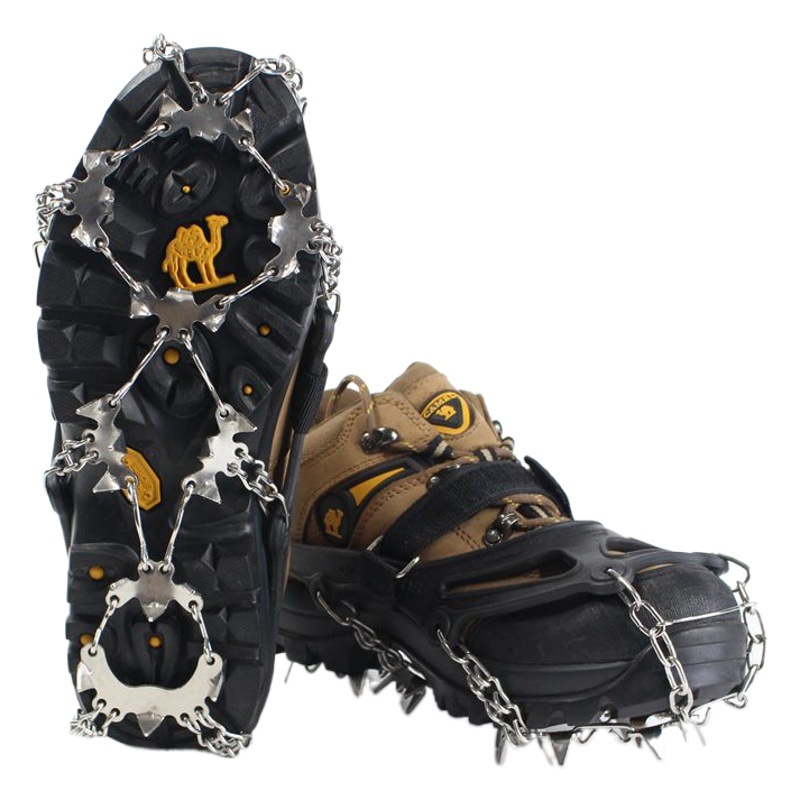 24-Tooth Outdoor Ice and Snow Anti-Slip Crampons, 201 Stainless Steel Shoe Covers, Portable Outdoor Essential