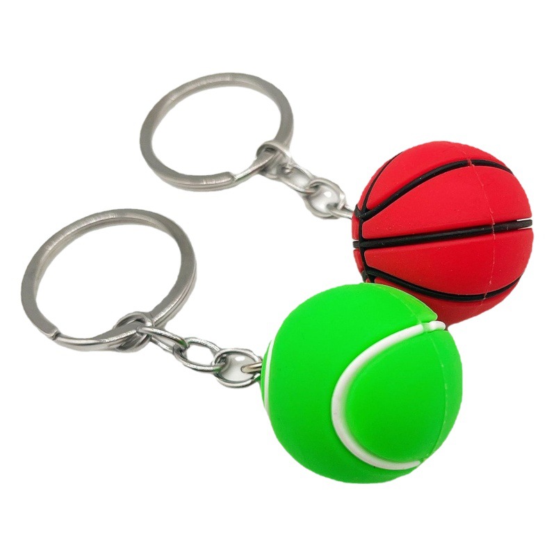 Creative simulation football key chain pendant PVC basketball tennis football key chain activities gift wholesale